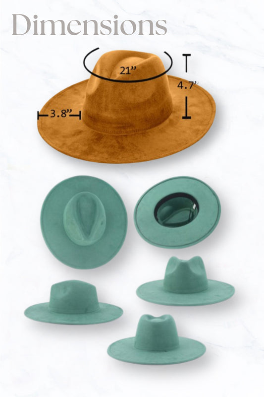 Faux Suede Large Brim Fedora Hat