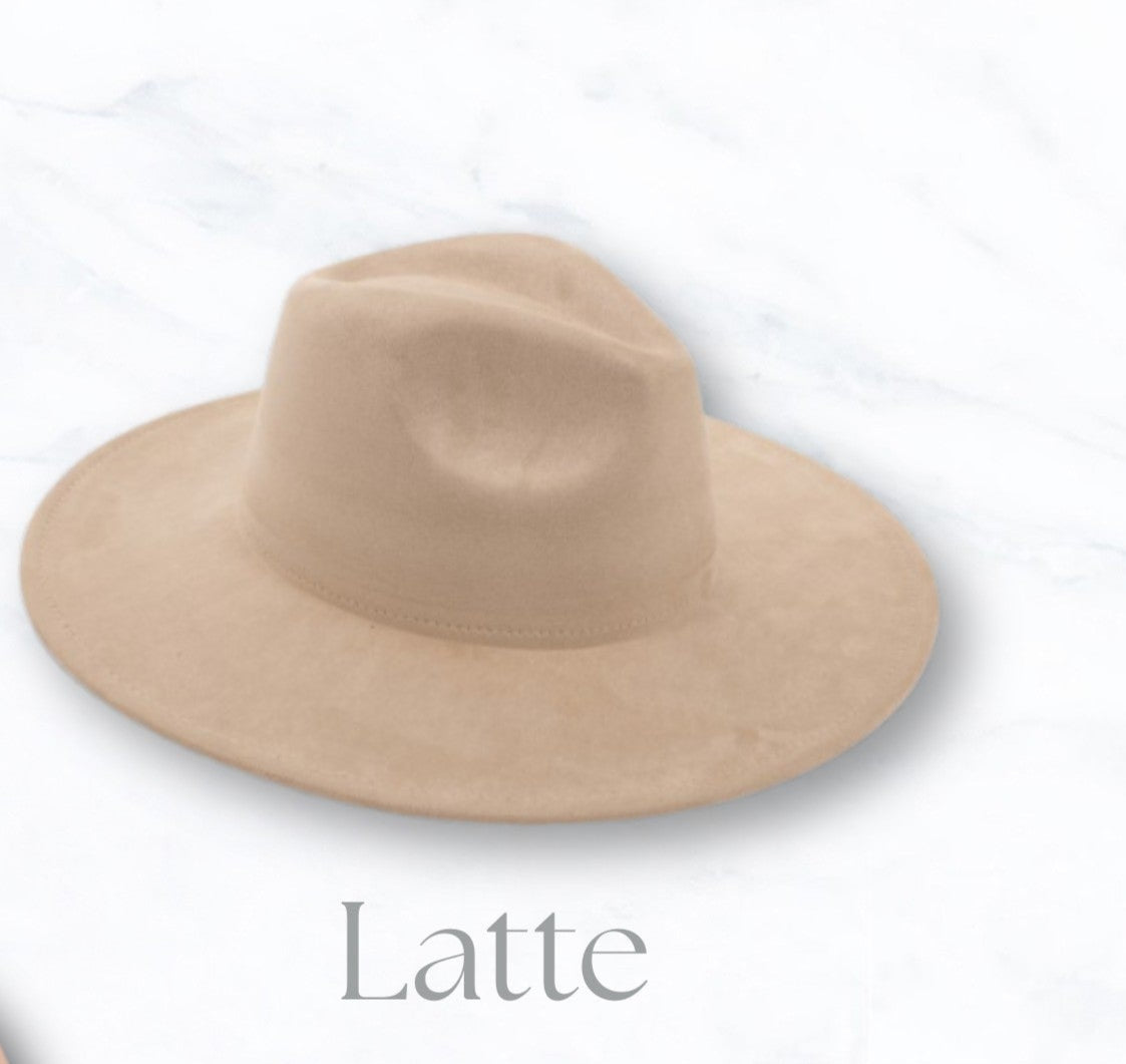 Faux Suede Large Brim Fedora Hat