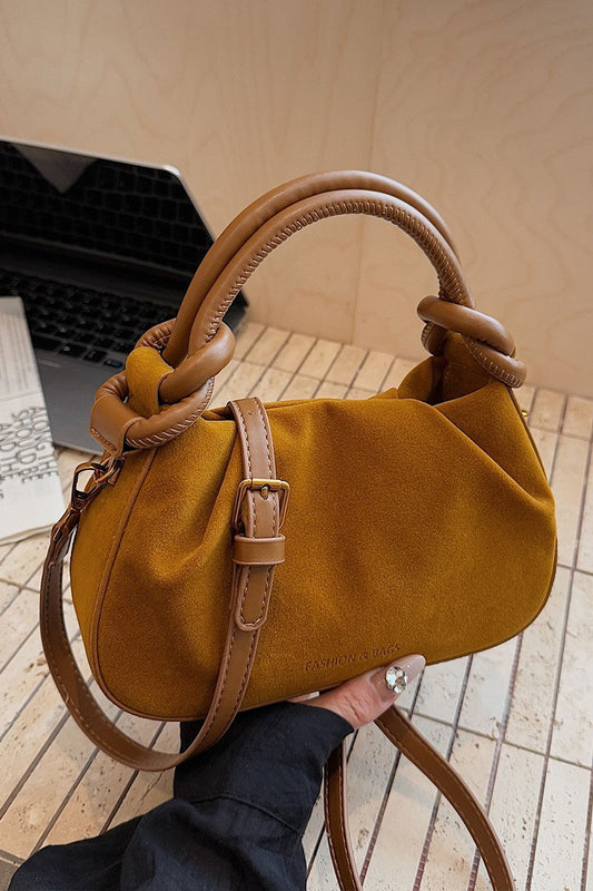 Running Late Ruched Suede Shoulder Crossbody (Multiple Color Options)