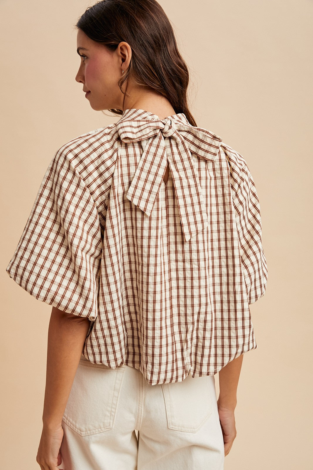 Checkmate Puff Sleeve Top