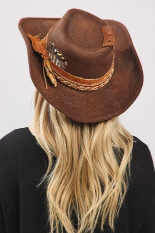 Vintage Style Western Hat with Distressed Band