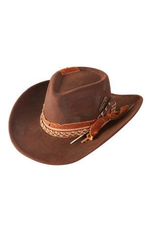 Vintage Style Western Hat with Distressed Band