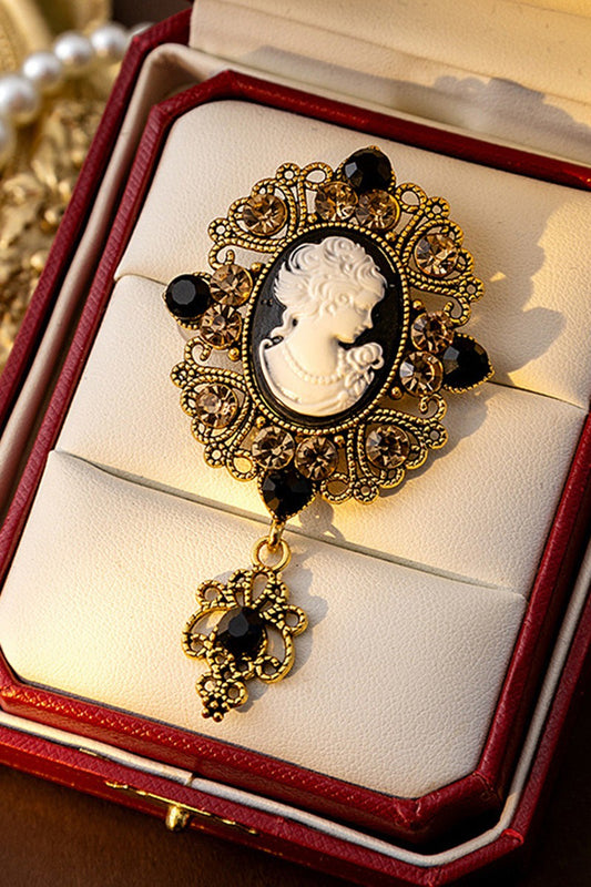 Rhinestone Court Style Hollow Relief Brooch (Multiple Color Options)