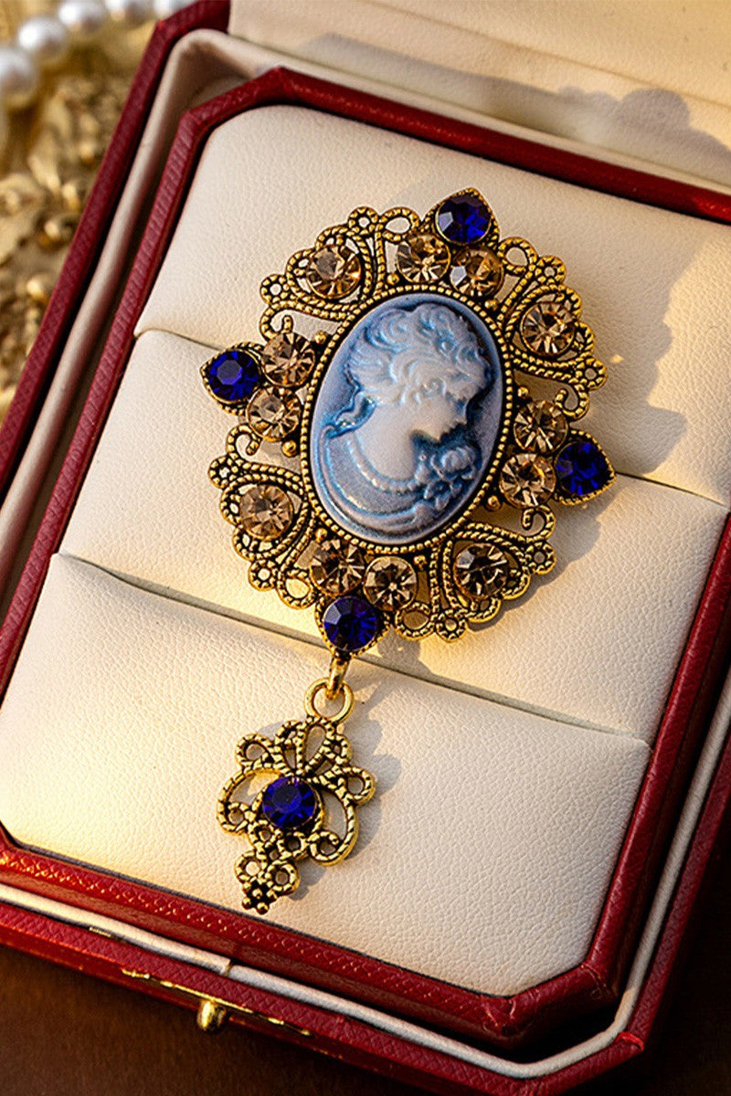 Rhinestone Court Style Hollow Relief Brooch (Multiple Color Options)