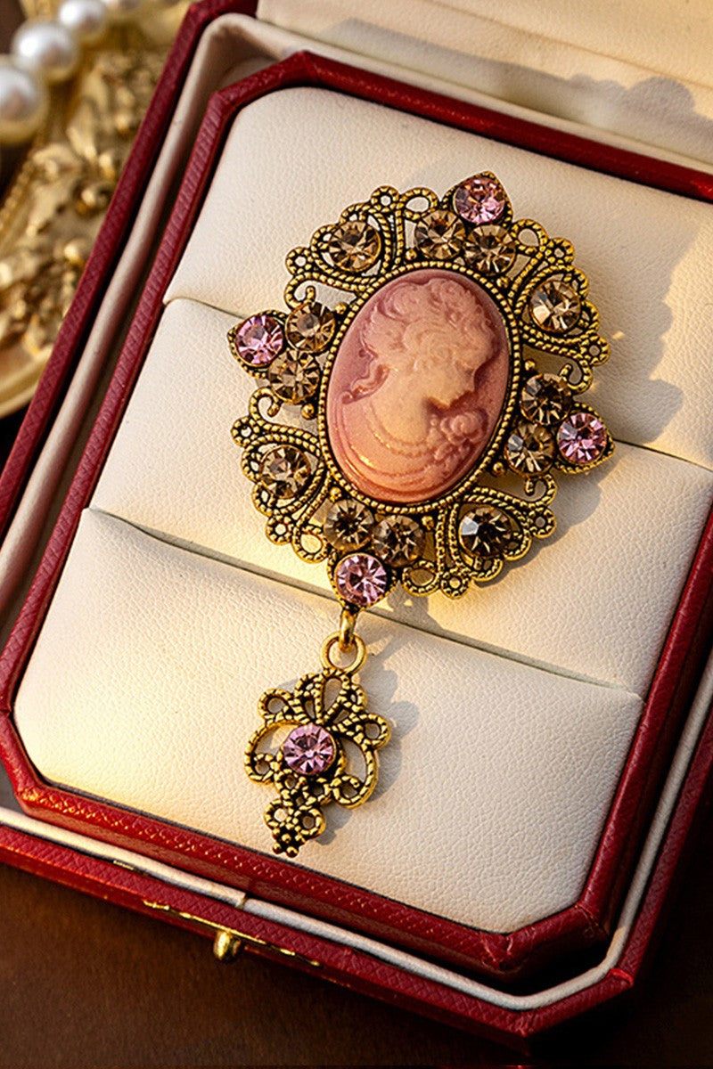 Rhinestone Court Style Hollow Relief Brooch (Multiple Color Options)