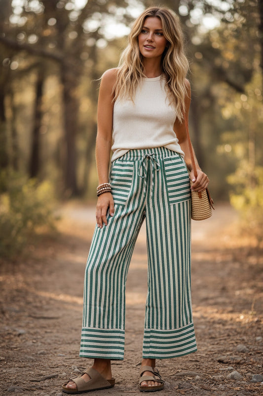 Opal Beach Green Striped Pants