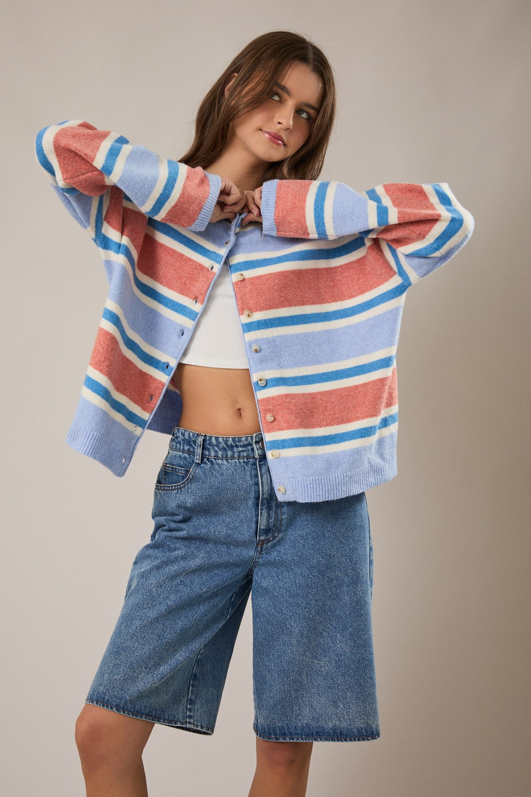 Dock Side Striped Cardigan Sweater