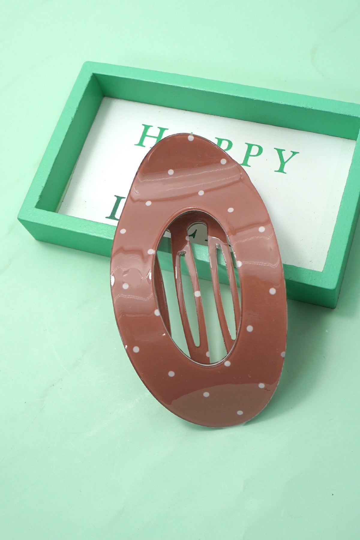 Jumbo Lay Flat Polka Dot Oval Hair Clip