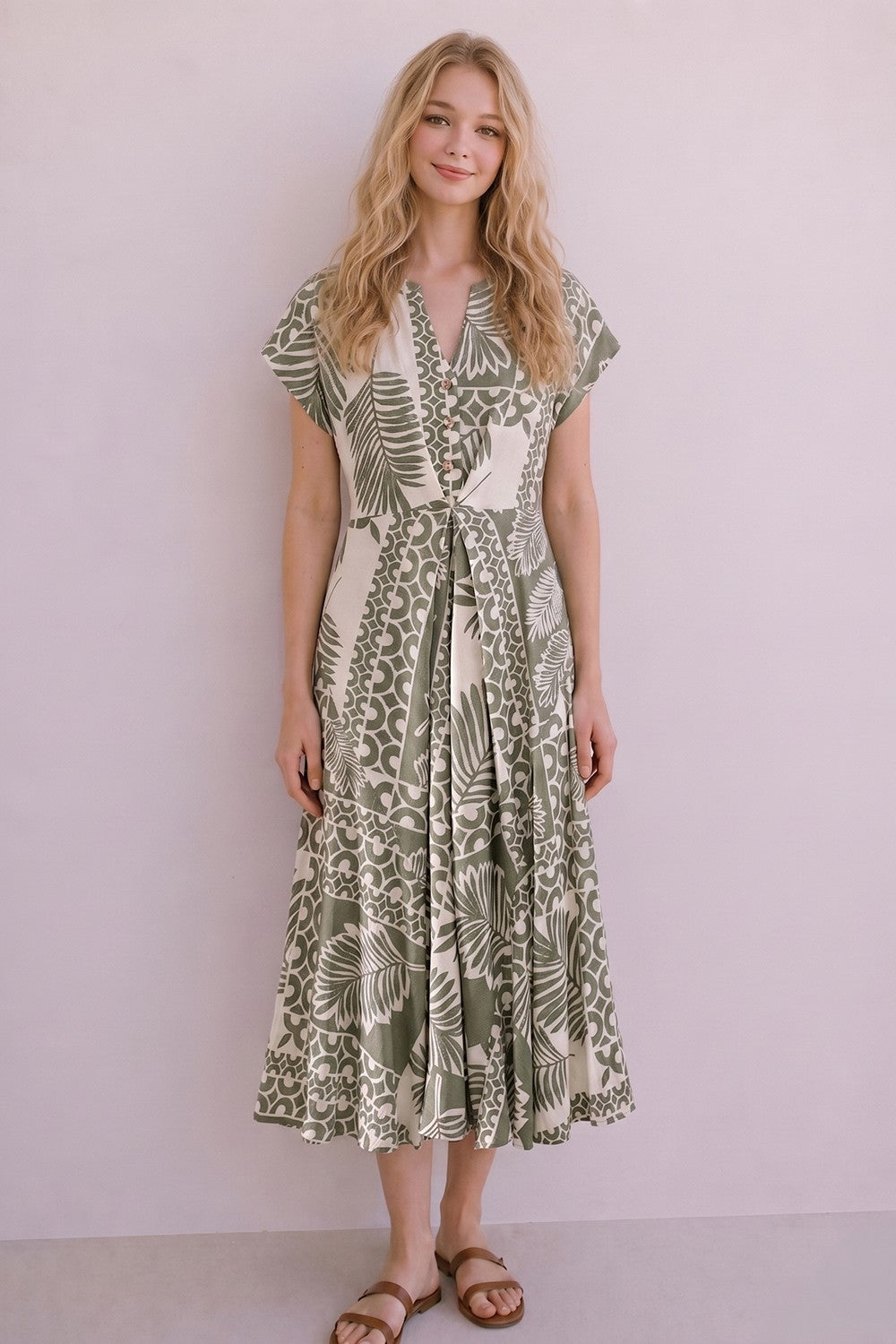 Sandy Palms Midi Length Dress