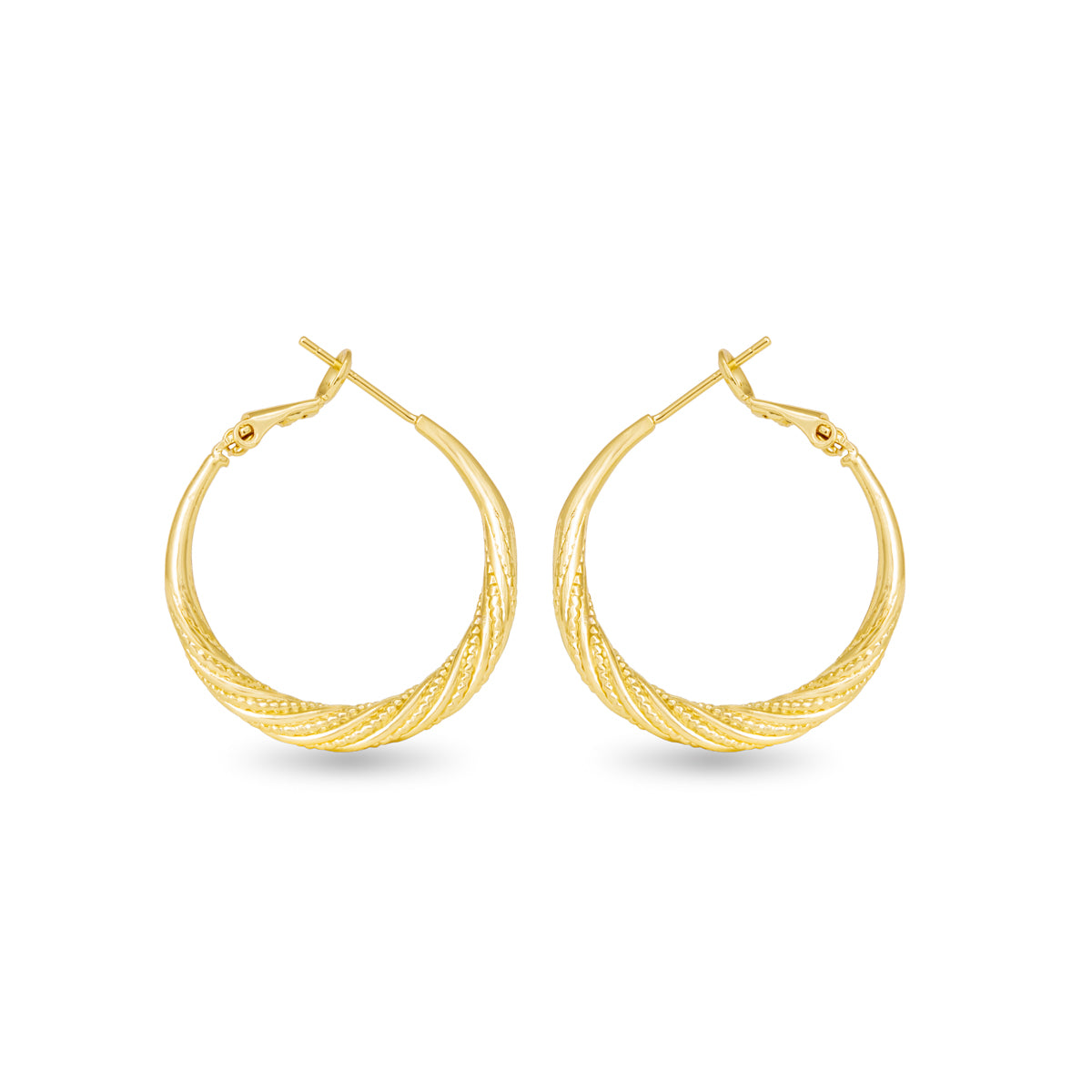 Gold Ivy Textured Twisted Hoop Earrings