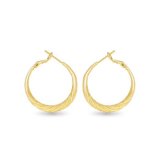 Gold Ivy Textured Twisted Hoop Earrings