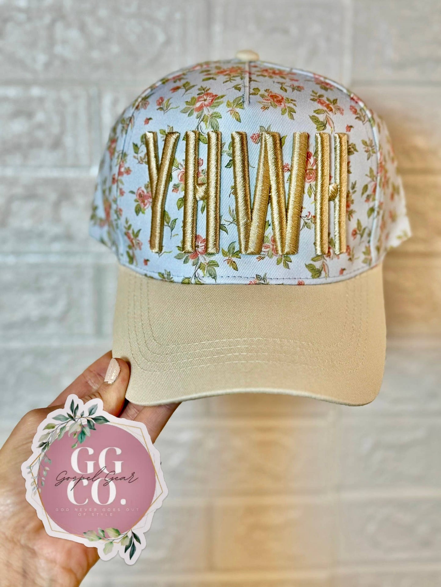 Floral YHWH Puff Embroidered Hat