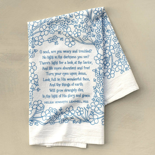 Turn Your Eyes Upon Jesus Hymn Tea Towel