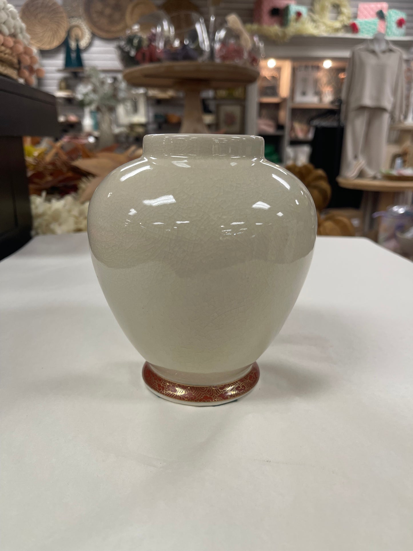 Vintage Japanese Peacock Cherry Blossoms Ginger Jar