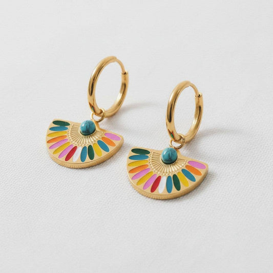 Emerald Fan Drop Earrings