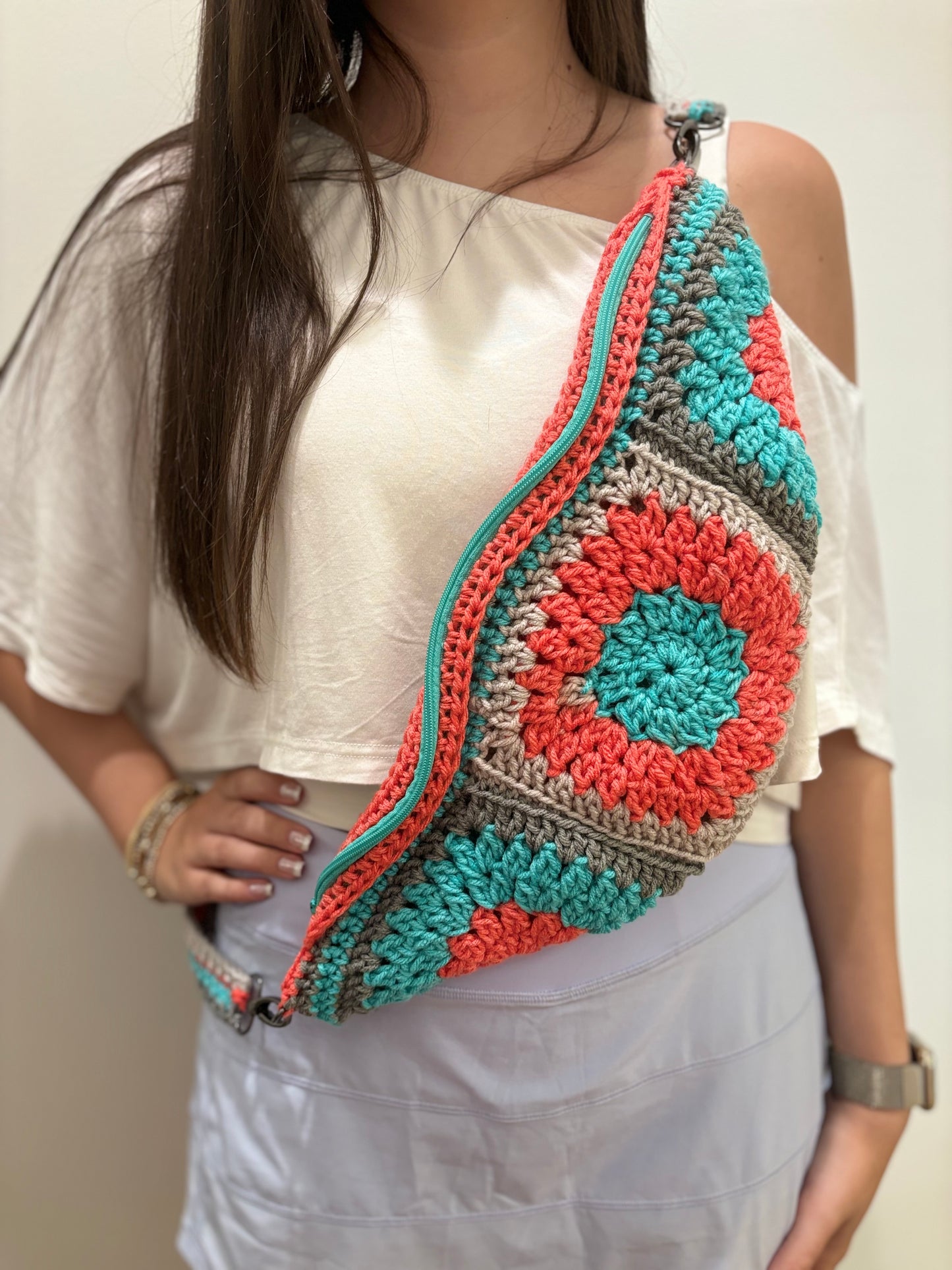 Hand Crocheted Granny Square Crossbody