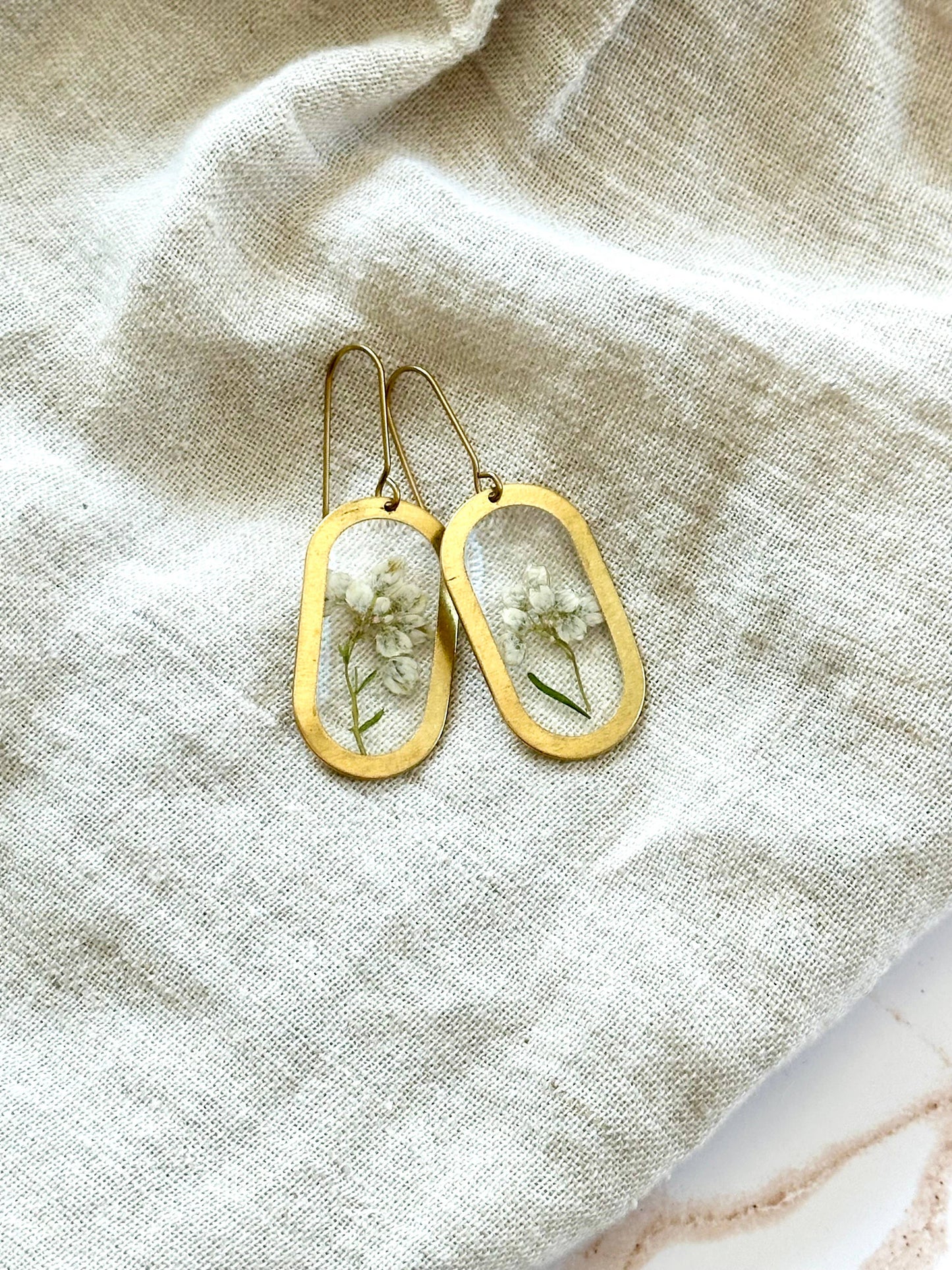 Pressed Flower Jewelry | Minimalist Jewelry | Brass Jewelry