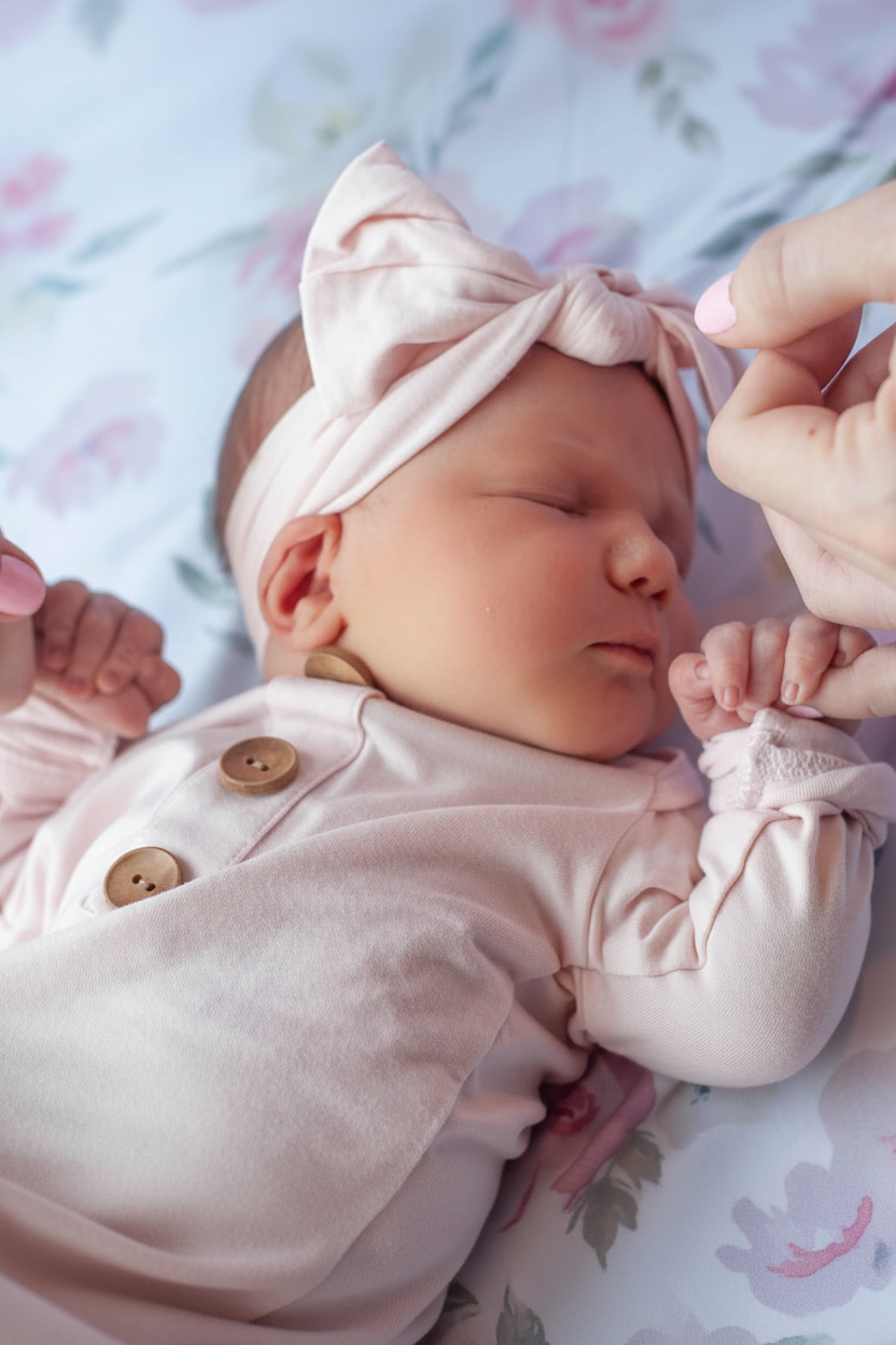 Bamboo Baby Knot Gown & Hat | Solid Blush
