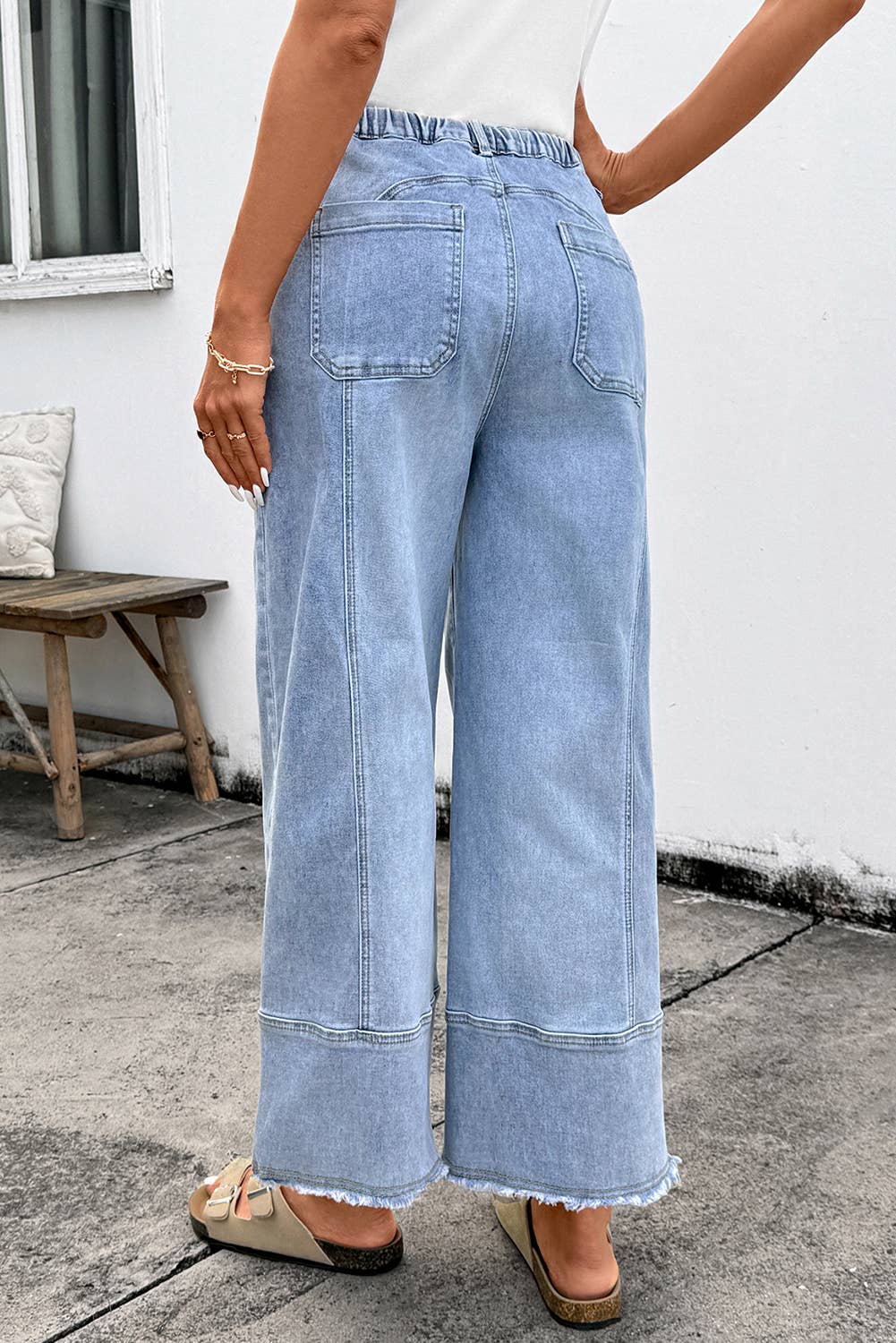 Dancing on the Waves Drawstring Denim Pants (Multiple Washes