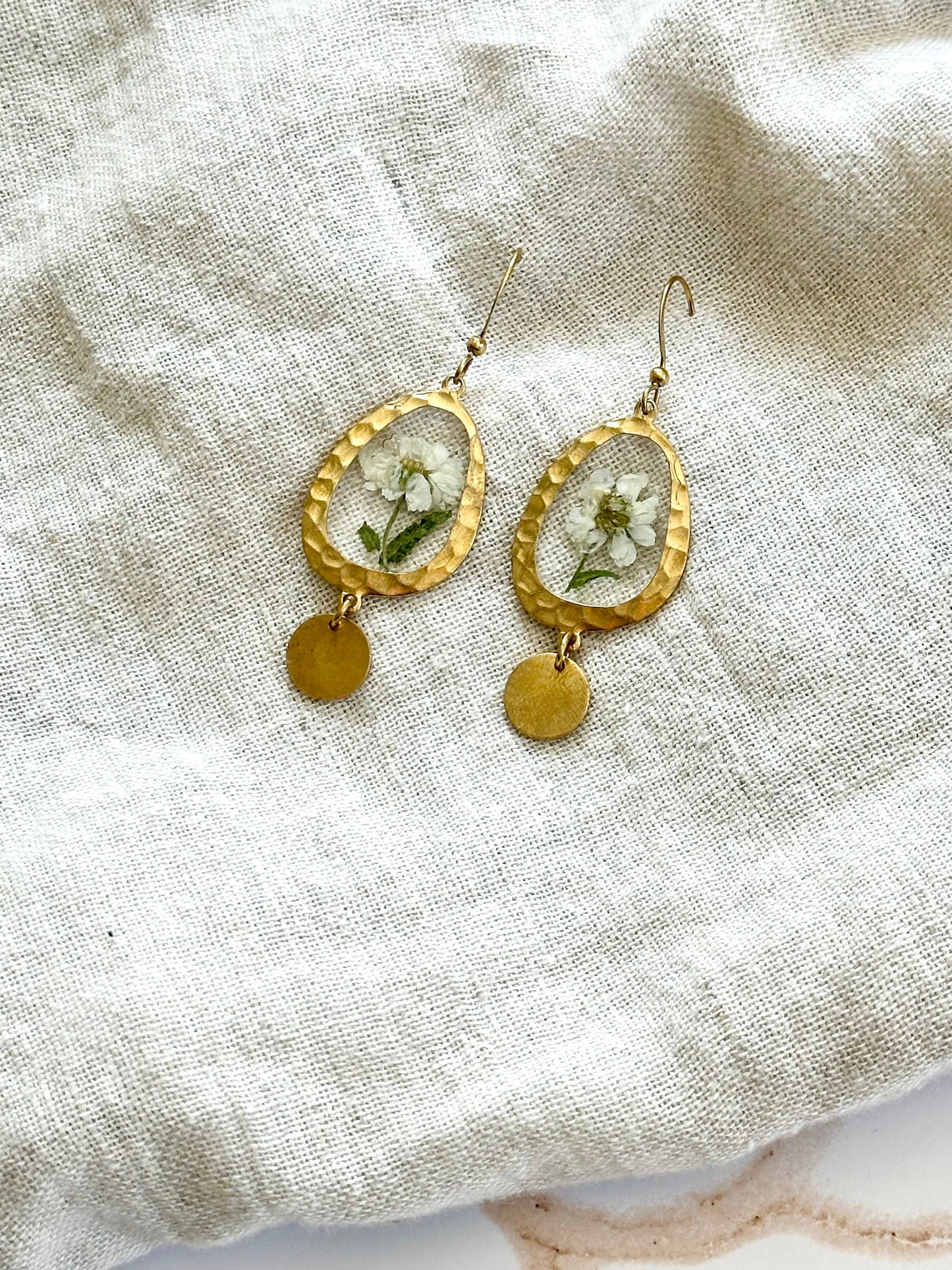 Pressed Flower Jewelry | Minimalist Jewelry | Brass Jewelry