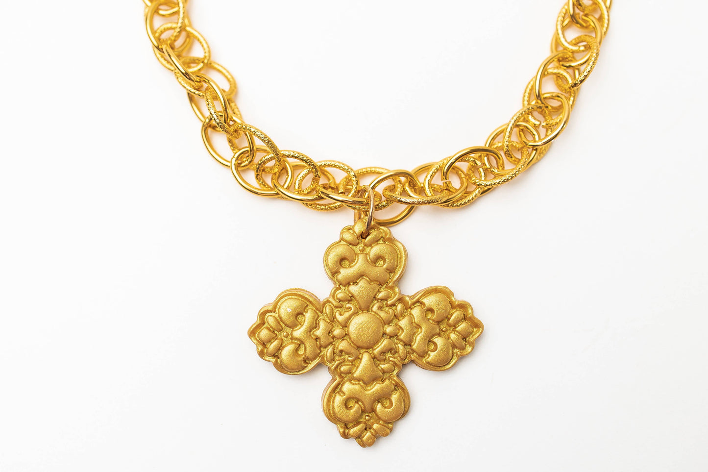 18" Double Gold Chain with Andrea Cross