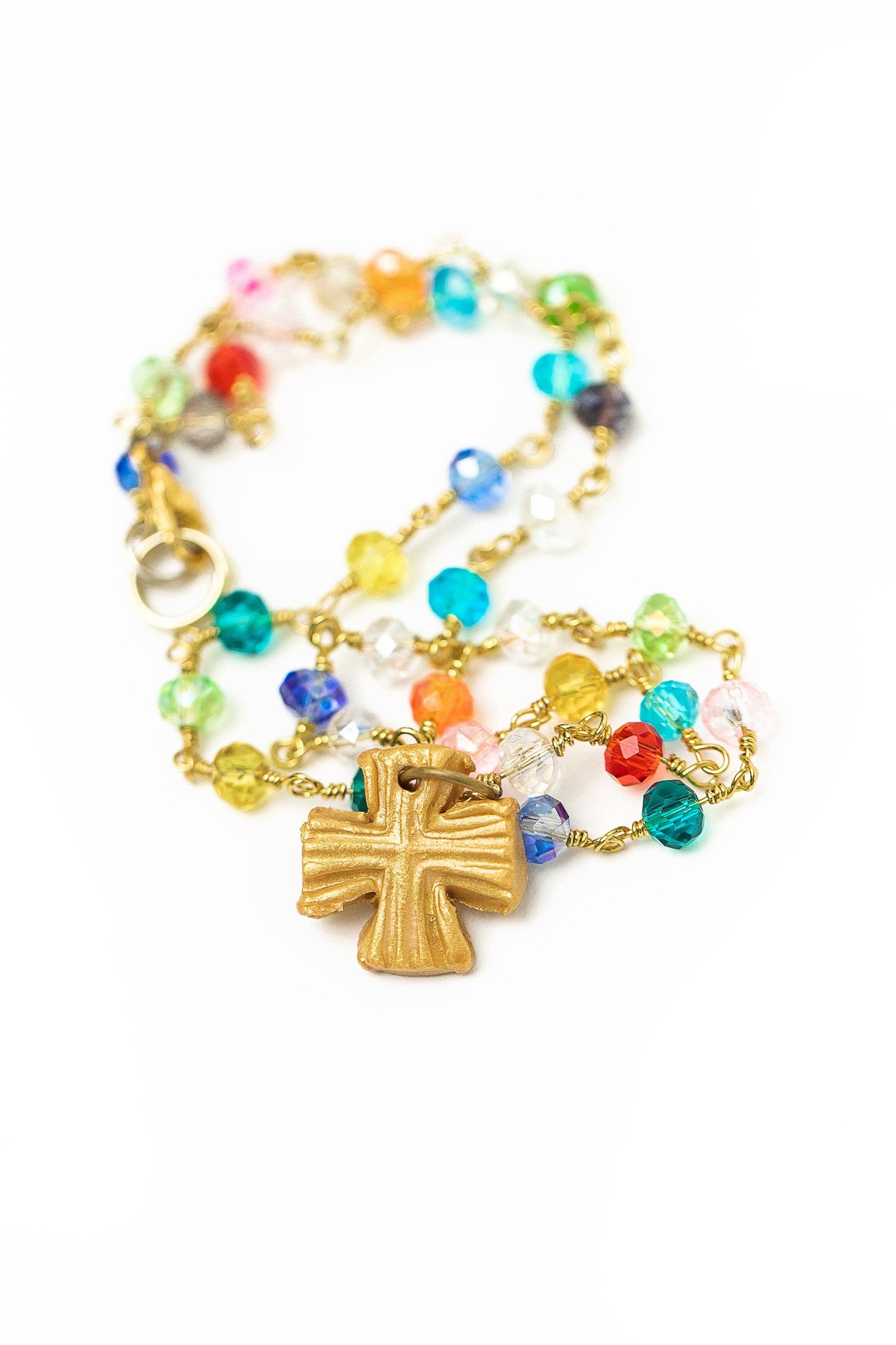Multicolored and Gold Chain with Julia Blair Cross