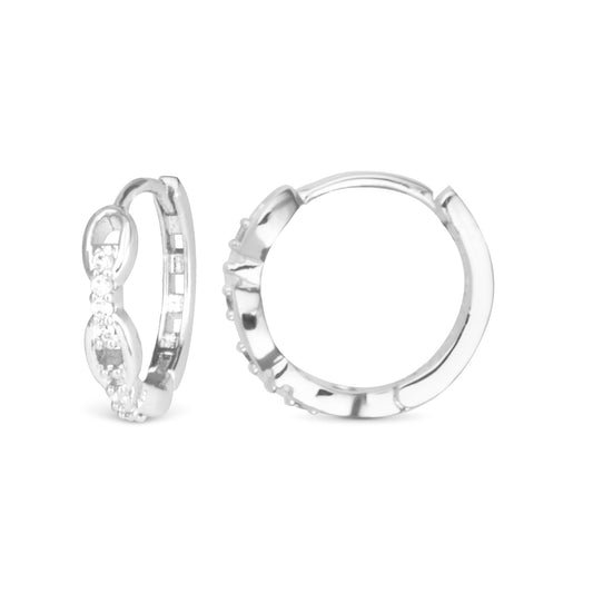 Silver Add A Charm CZ Chain Hoop Earrings