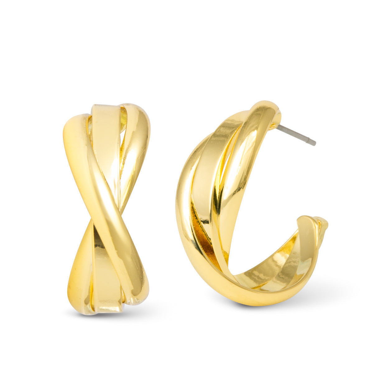 Gold Grace Polished Twist Huggie Earrings