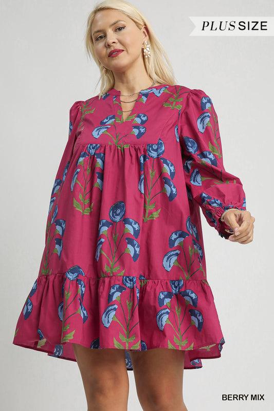 Berry Floral Dress (XL to 2XL)