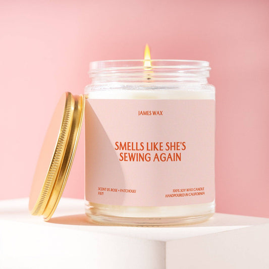 Sewing Gift Smells Like She's Sewing Again Candle (Rose + Patchouli)
