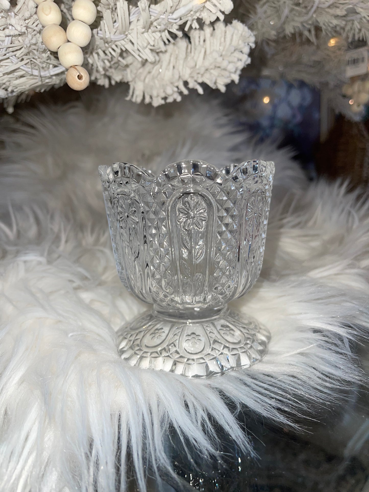 Vintage cut glass votive candle holder