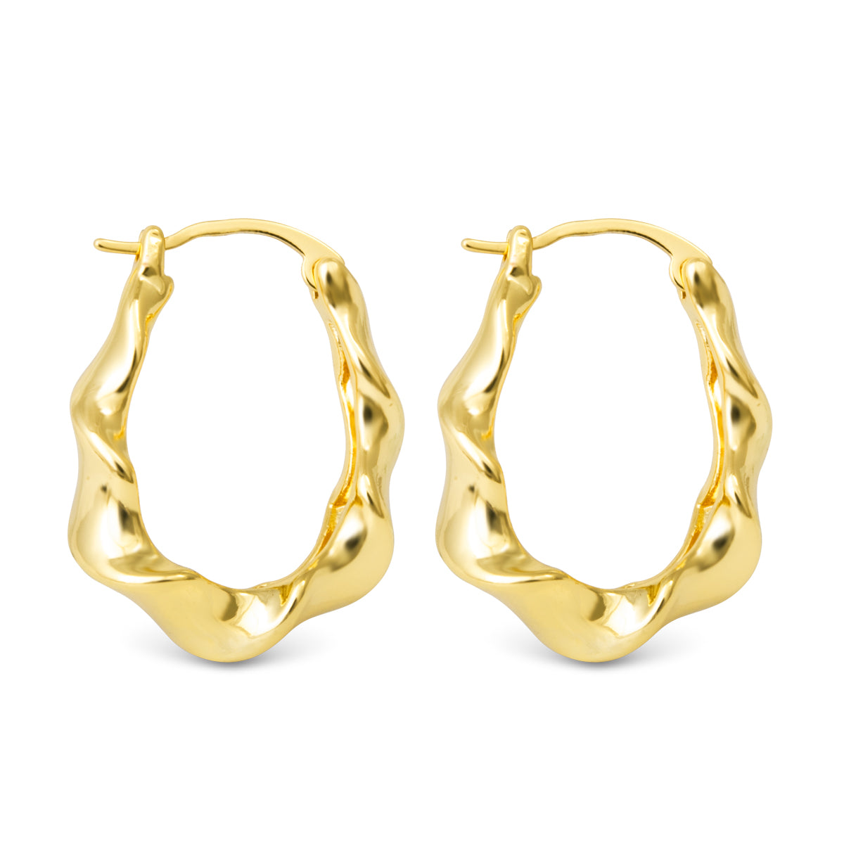 Gold Hailey Polished Twisted Oval Hoop Earrings