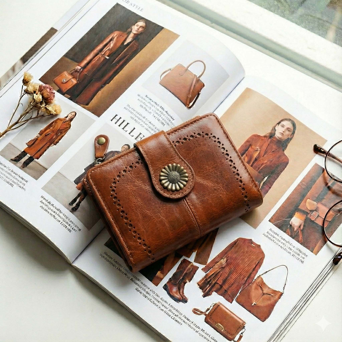 Lena Vegan Leather Laser Cut Out Detail Wallet