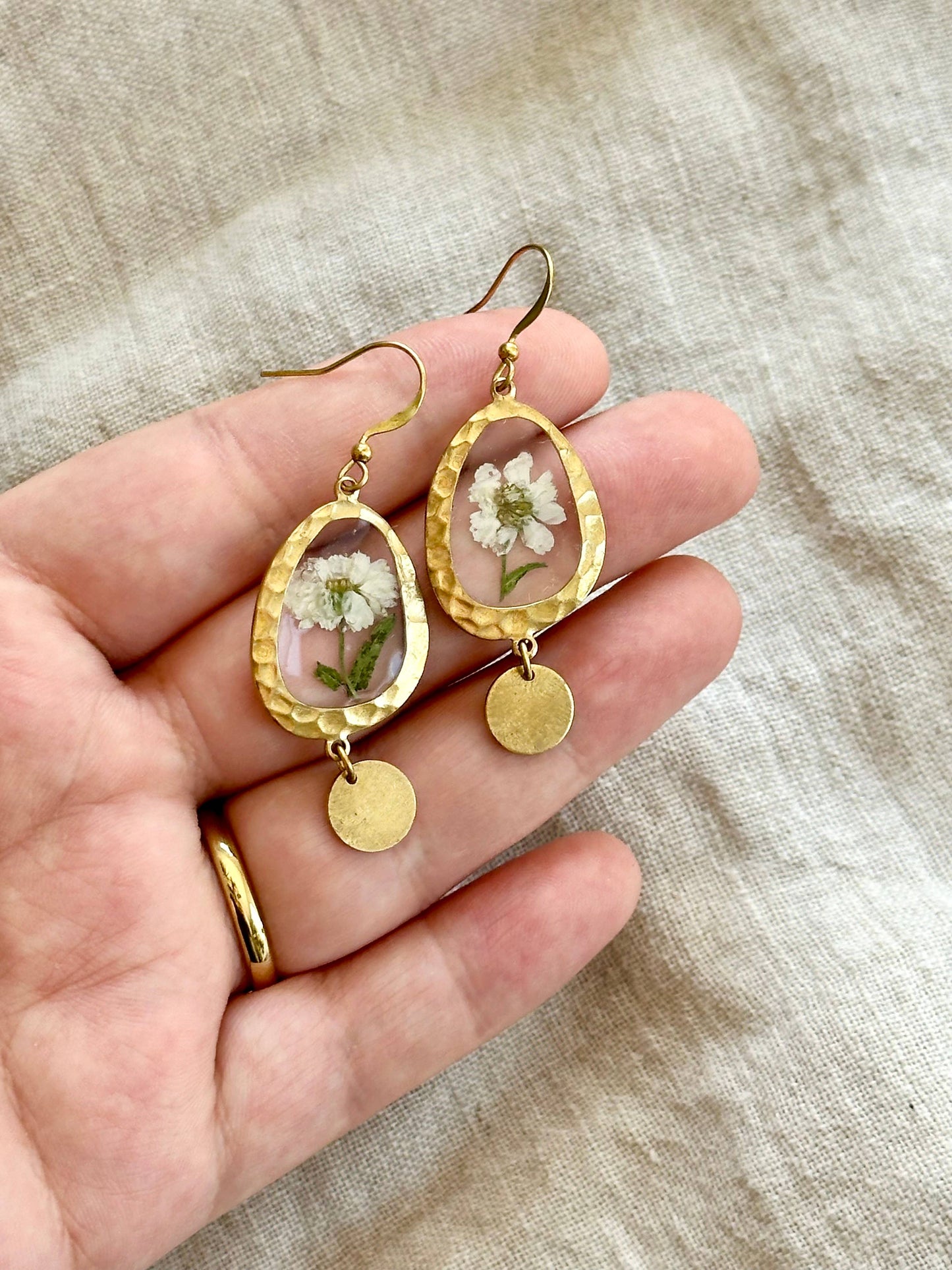 Pressed Flower Jewelry | Minimalist Jewelry | Brass Jewelry