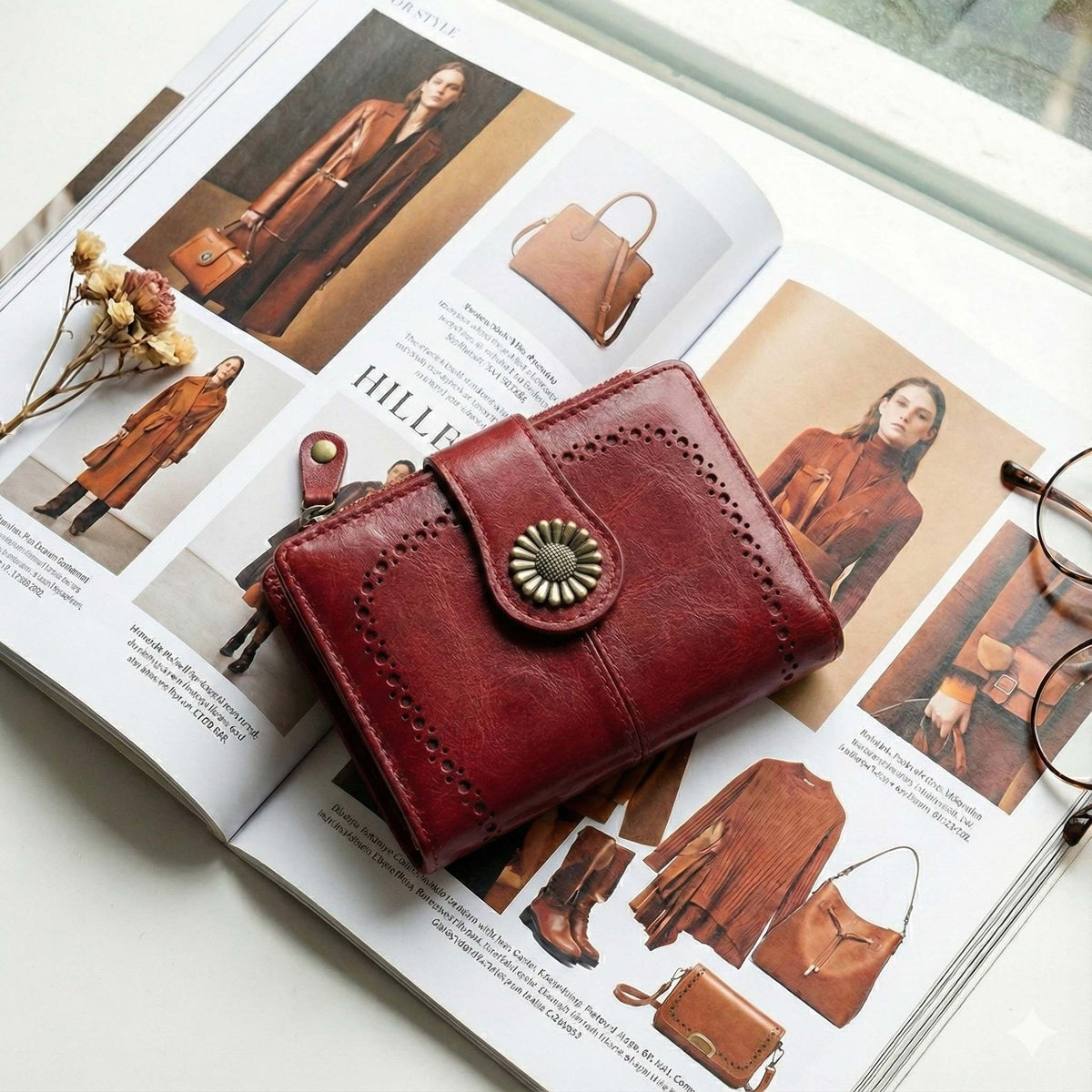 Lena Vegan Leather Laser Cut Out Detail Wallet