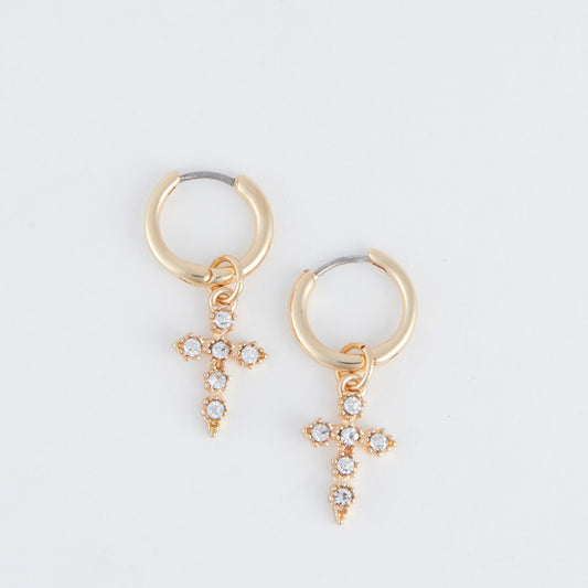 Cera Pave Cross Earrings