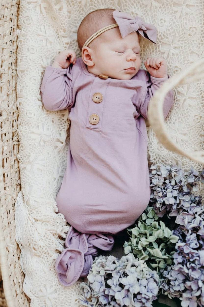 Bamboo Knotted Gown & Hat | Dusty Purple
