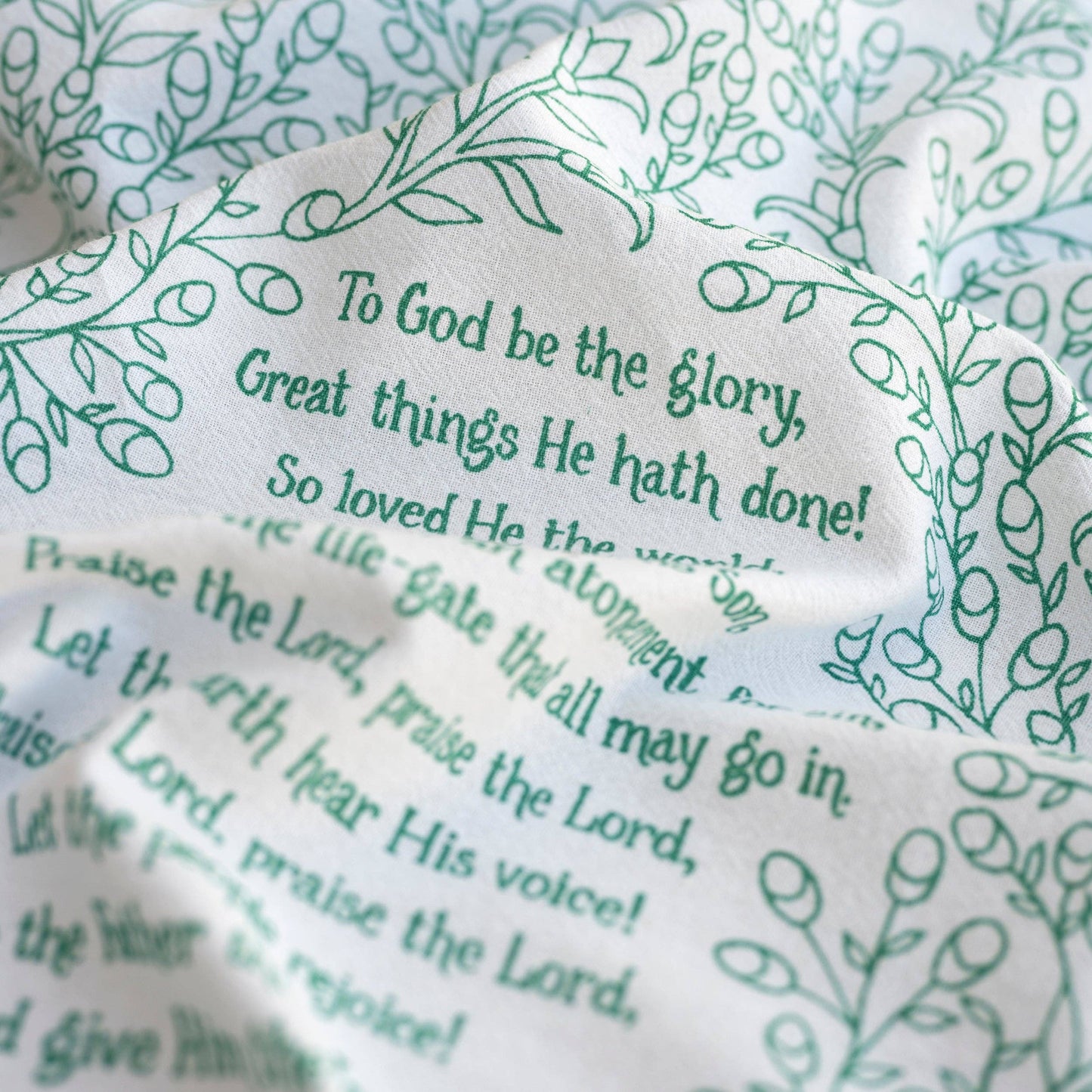 To God Be the Glory Hymn Tea Towel - Teal