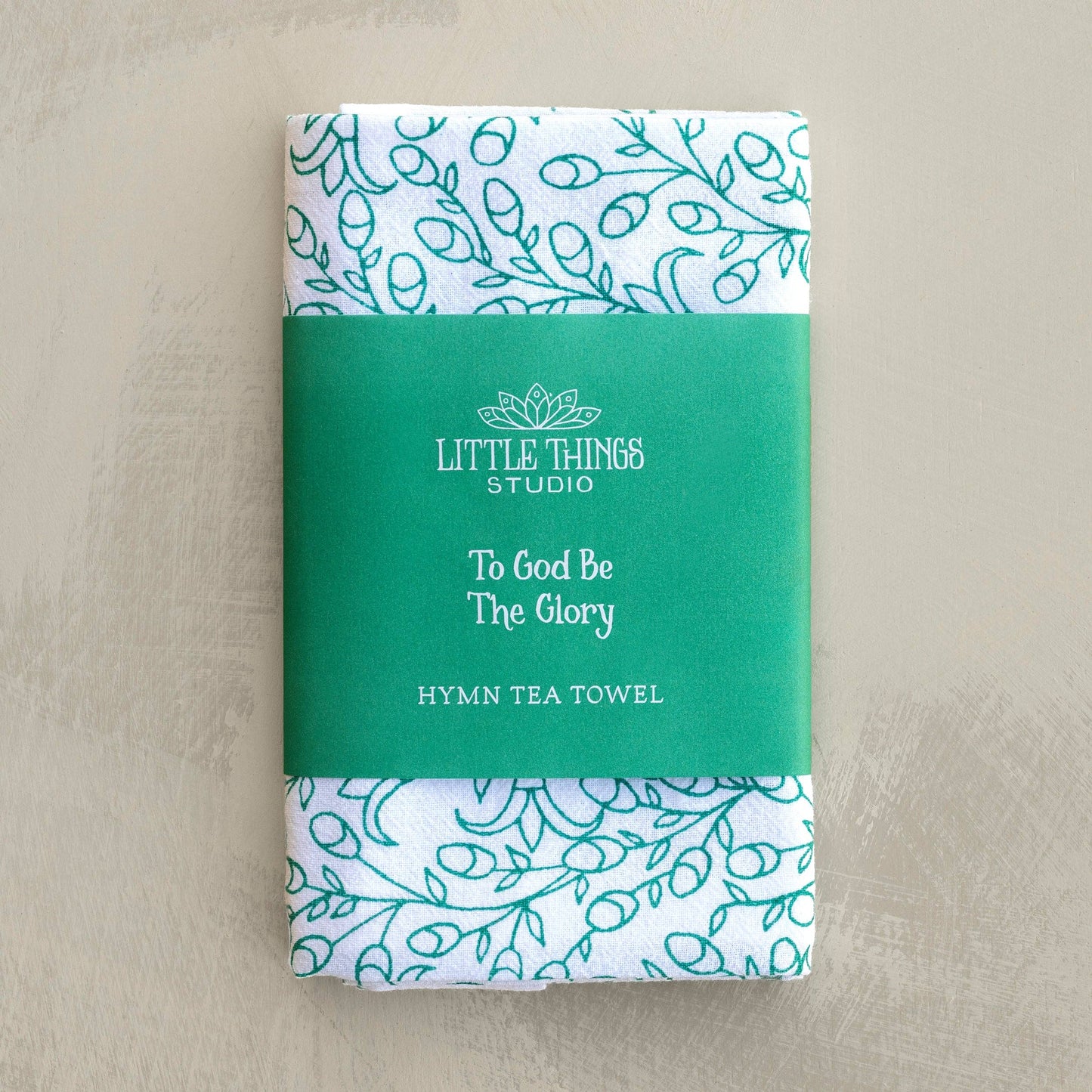 To God Be the Glory Hymn Tea Towel - Teal