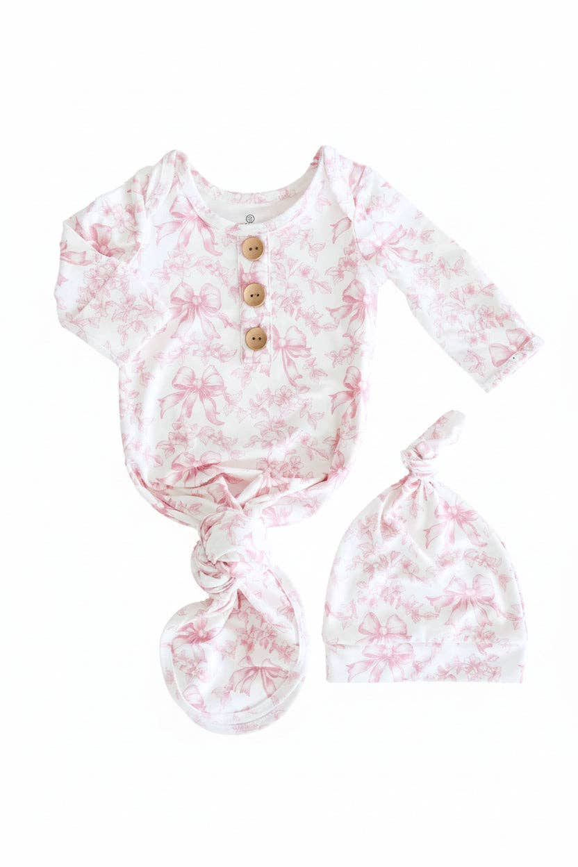 Newborn Baby Knot Gown & Hat Set | Fancy Frills