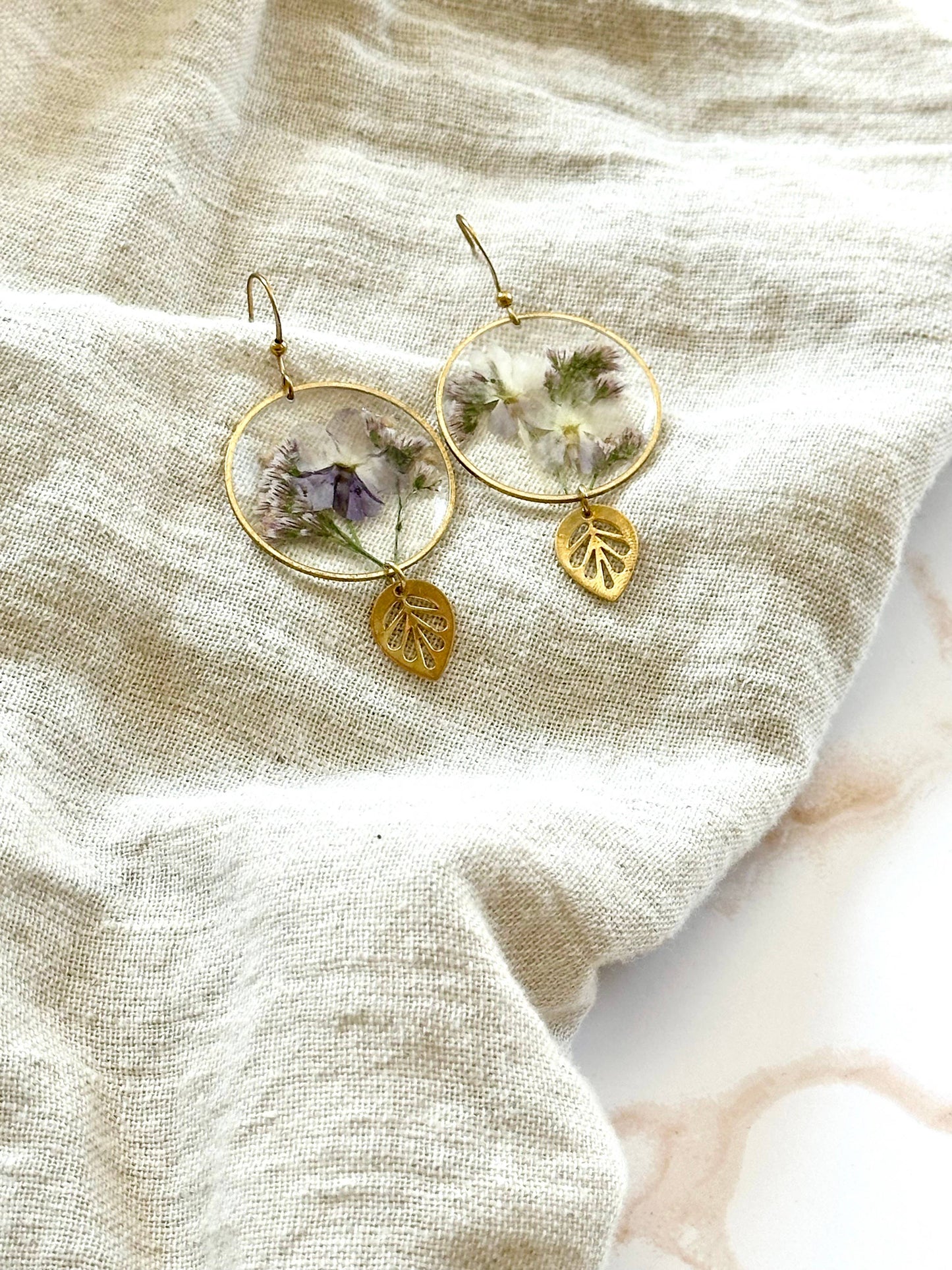 Pressed Flower Jewelry | Minimalist Jewelry | Brass Jewelry