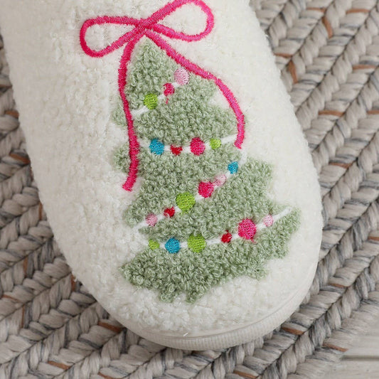 Cozy Christmas Bow Slippers