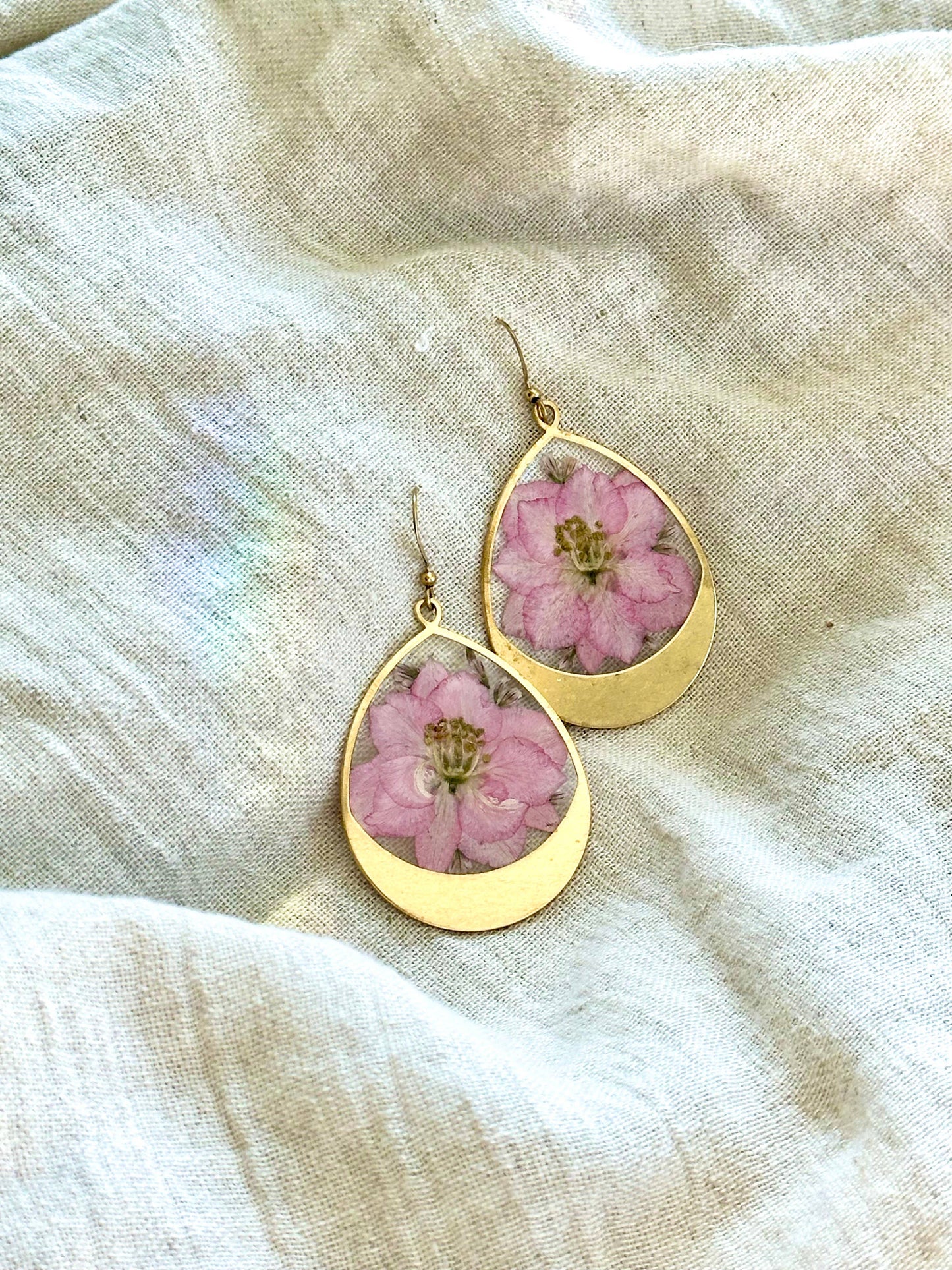 Pressed Flower Jewelry | Minimalist Jewelry | Brass Jewelry