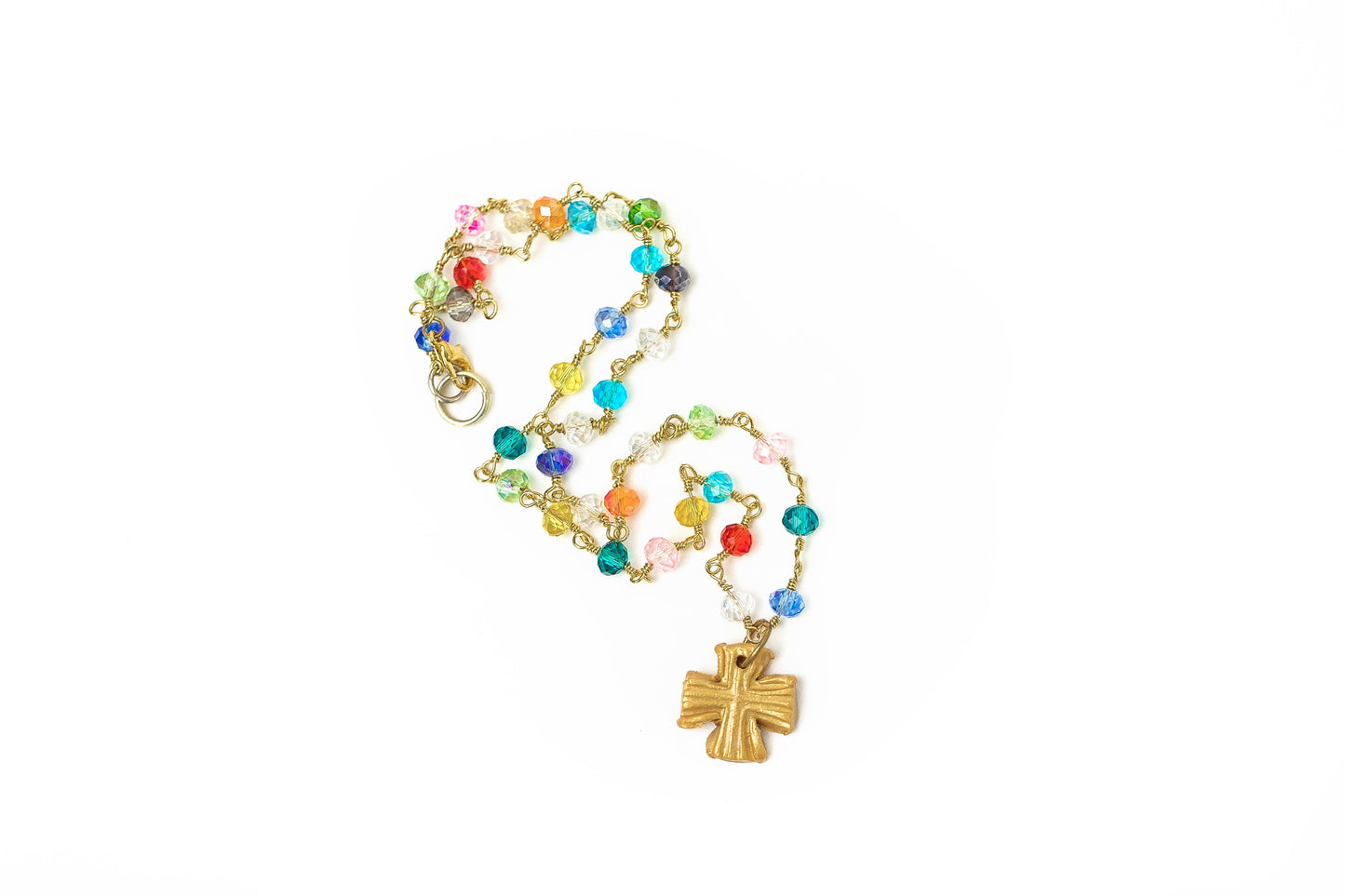 Multicolored and Gold Chain with Julia Blair Cross