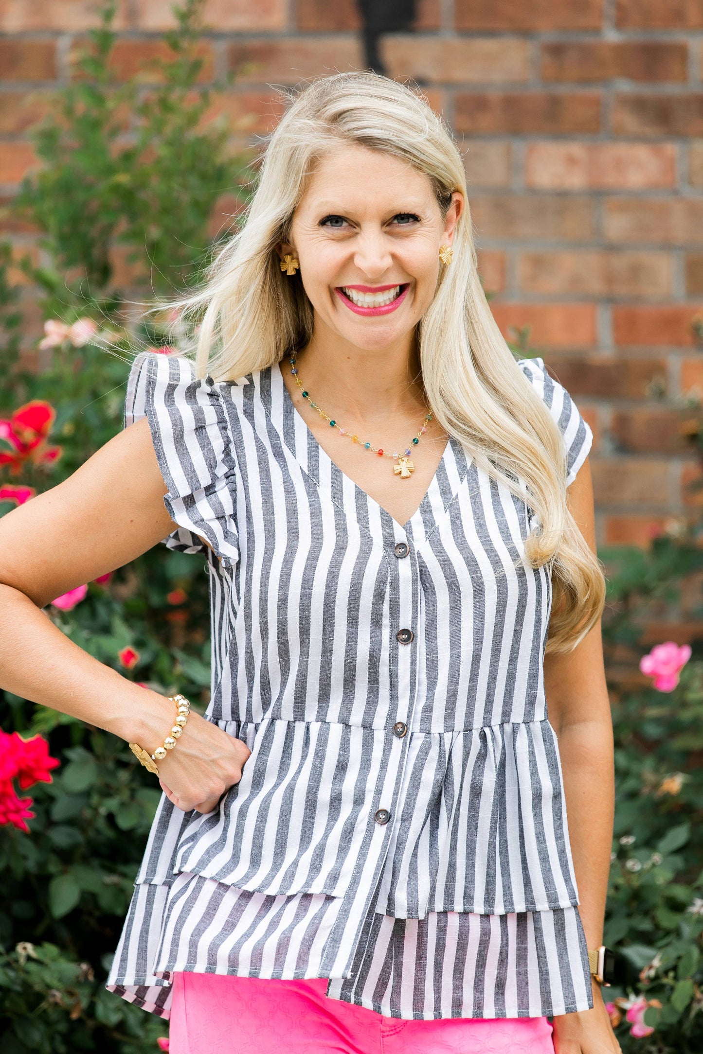 Multicolored and Gold Chain with Julia Blair Cross