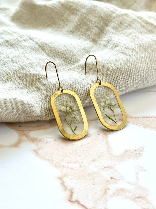 Pressed Flower Jewelry | Minimalist Jewelry | Brass Jewelry