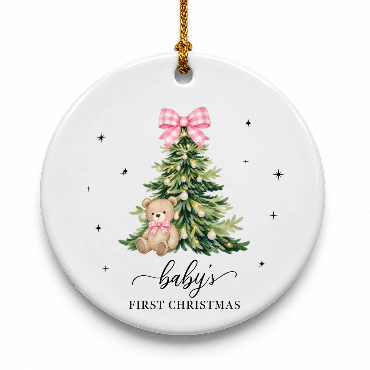 Baby's First Christmas Ornament - Pink Keepsake Heart