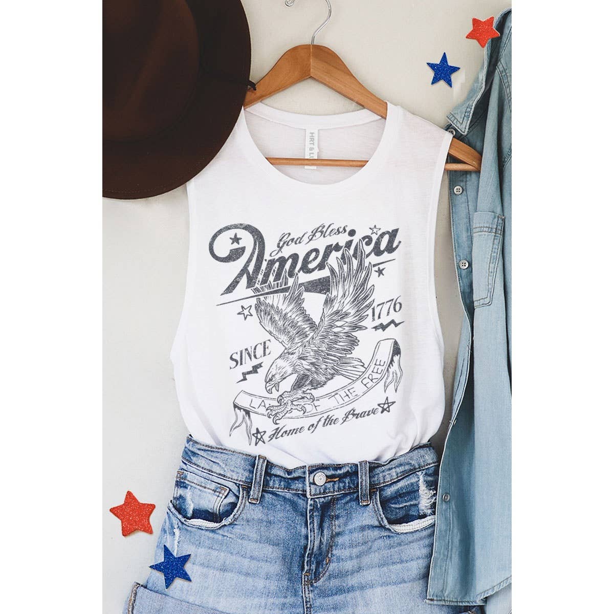 GOD BLESS AMERICA GRAPHIC TANK TOP