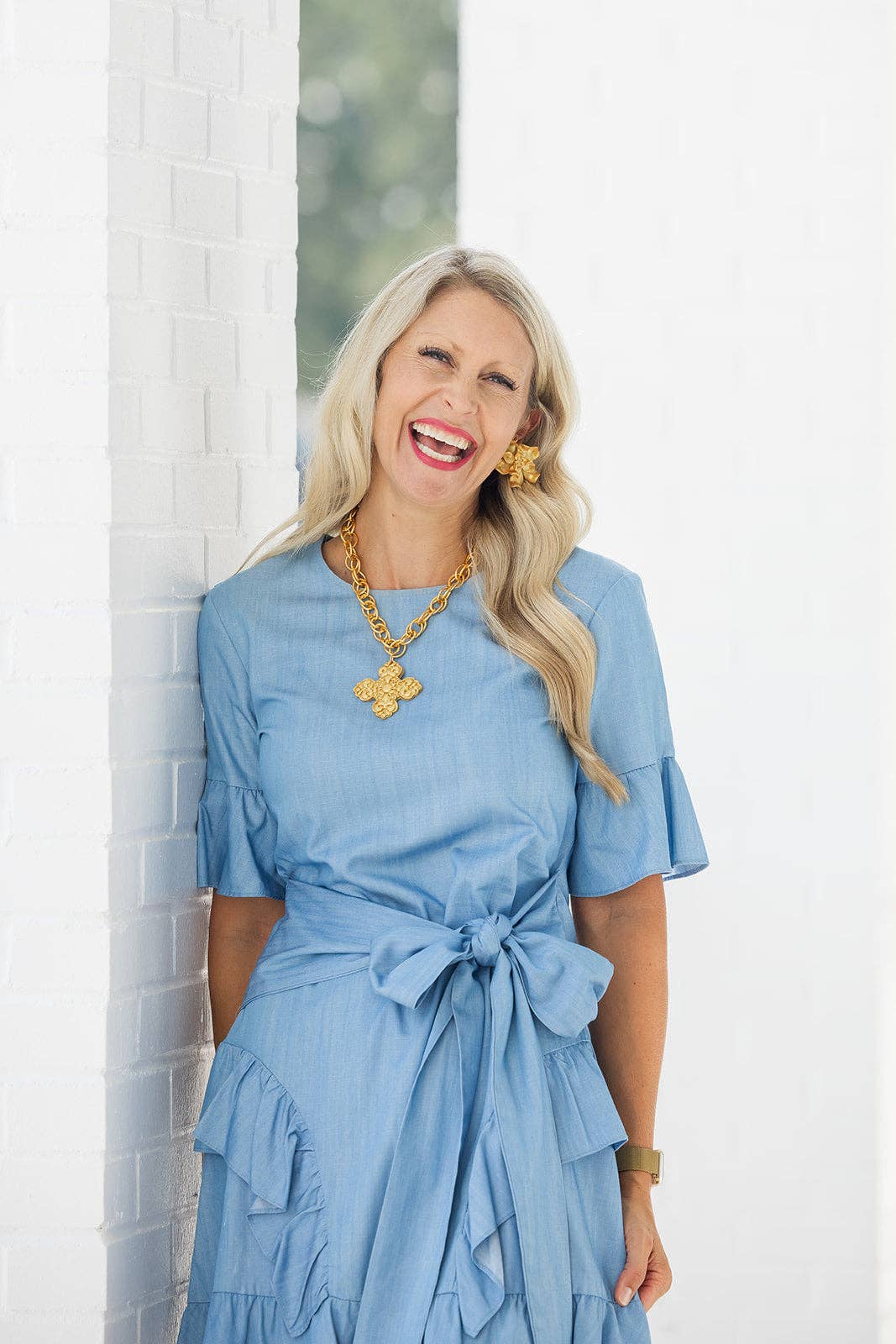 18" Double Gold Chain with Andrea Cross