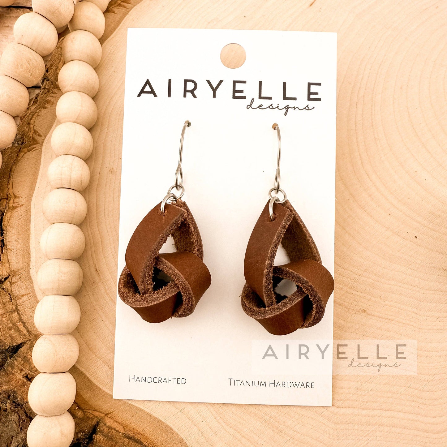 Cowhide Leather Knot Dangle Earrings